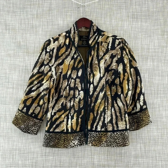 Trenz by theresa Renz Animal print Clasp closure Blazer pads women's S 8903/b - Picture 1 of 8